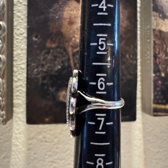 Vintage Zuni Turquoise Bird Inlay Ring – Size 6.5 – Sterling Silver – Signed “T” - Picture 10 of 12